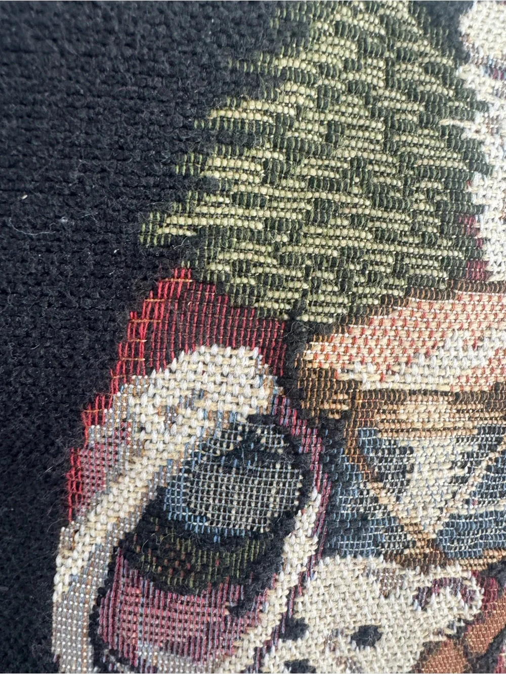 Holiday Santa Needlepoint Throw Pillow - Black and Red